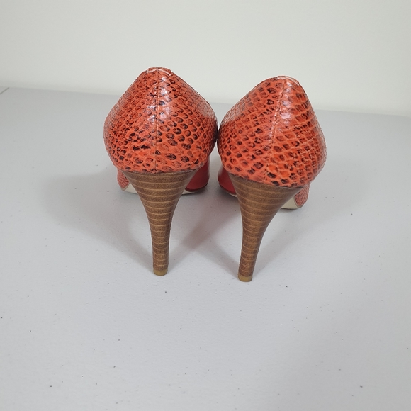Diana Ferrari pumps heels Tiffanie orange Animal Print Patent Leather Size 6.5 - Picture 4 of 7